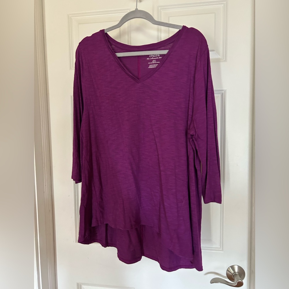 Chico's Ultimate Tee Lightweight Set -Open-Front Coverup & 3/4” Sleeve Top EUC - Picture 5 of 7